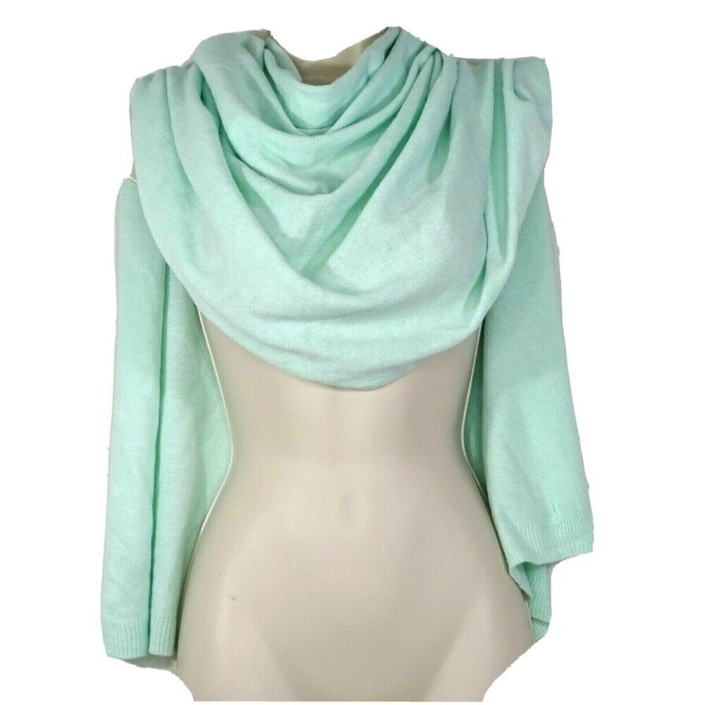 Acrylic Shawl Wrap Knit Sweater Women One Size Fits Most Green FLAWS